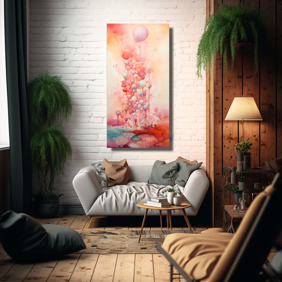 GENERICO - Paisaje Onírico Abstracto Surrealista Con Tonos 30x60 Cm