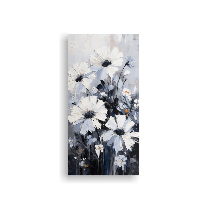 GENERICO - Pintura En Lienzo De Flores En Colores Blanco Y 20x40 Cm