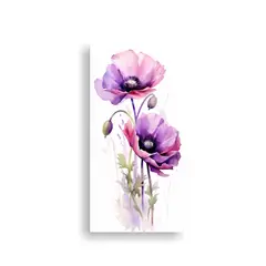 GENERICO - Arte Pared Decorativo Flores Amapolas Púrpuras 20x40 Cm