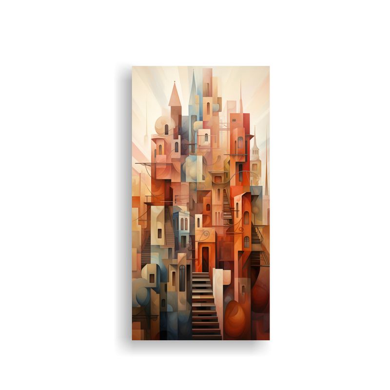 GENERICO - Paisaje Urbano En Estilo Cubista Para Decoración 70x140 Cm