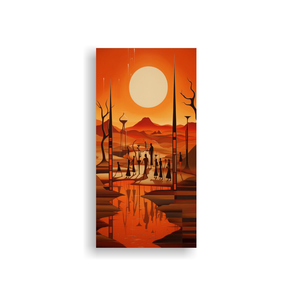 GENERICO - Pintura Abstracta De Una Antigua Representación 40x80 Cm.