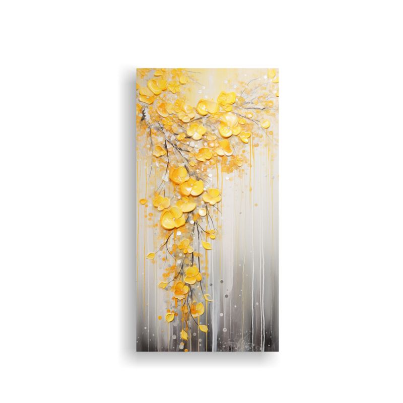 GENERICO - Cuadro Decoración Amarillo Y Plateado Estilo 50x100 Cm
