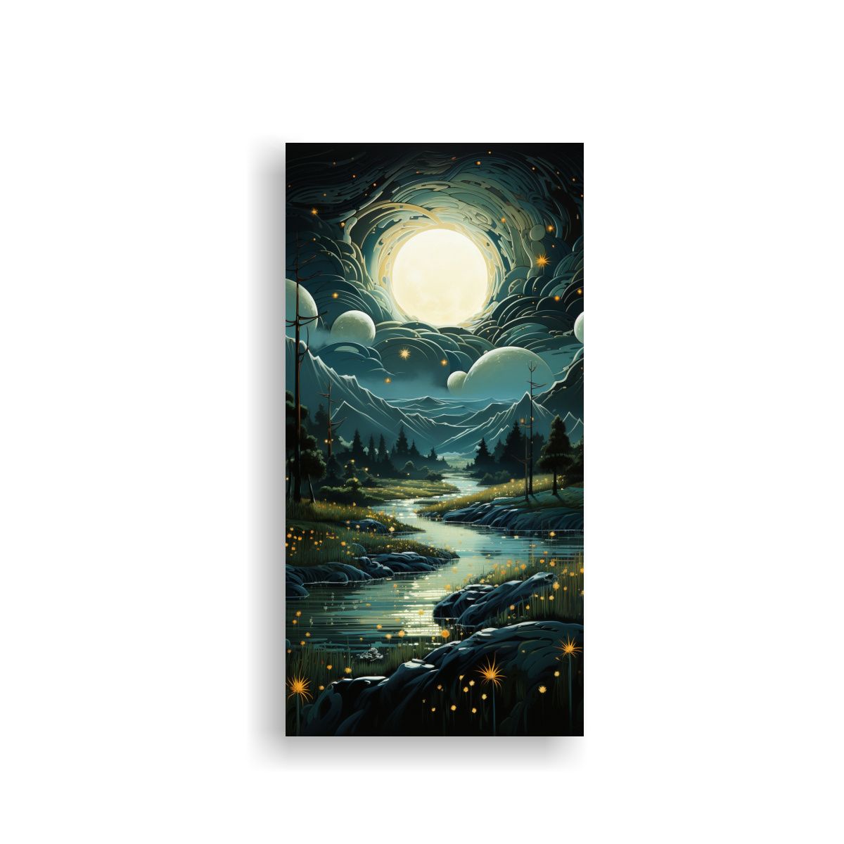 GENERICO - Pintura De Pared Con Luna Cerca De Las Montañas 30x60 Cm