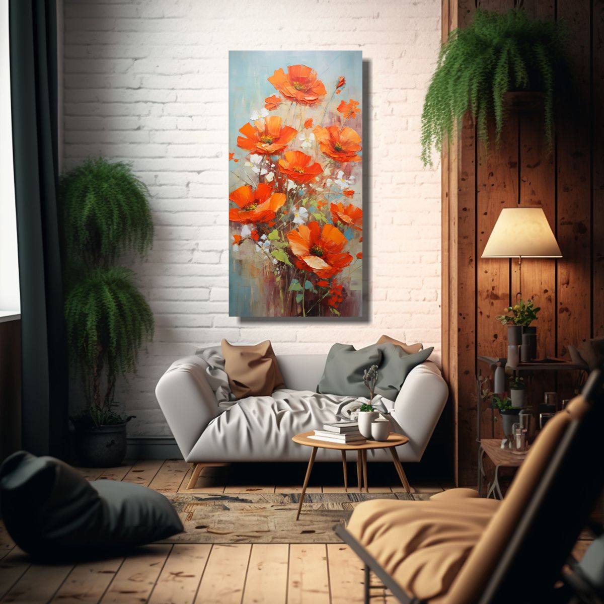 GENERICO - Pintura De Flores Intensas En Lienzo En Colores 50x100 Cm
