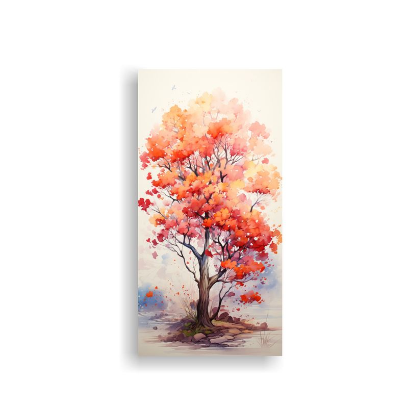 GENERICO - Pintura Abstracta árbol Acacia Rojo Y Naranja - 30x60 Cm