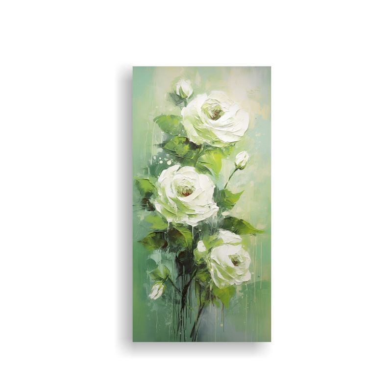 GENERICO - Pintura En Bastidor Green Roses En Estilo De 50x100 Cm