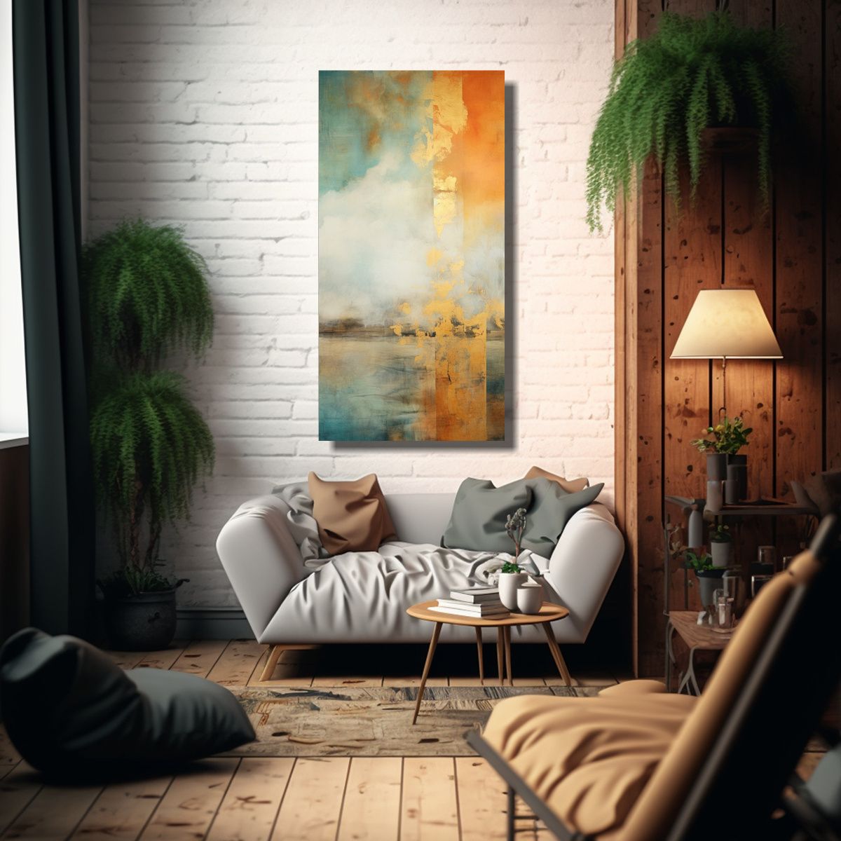 GENERICO - Pintura En Tela Sublimada Con Escena En Naranja 30x60 Cm