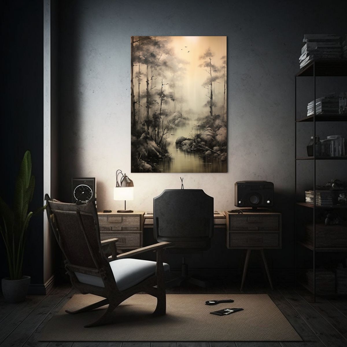 GENERICO - Cuadro Bell Japondi Paisaje Arte Tonos Neutros 80x120 Cm