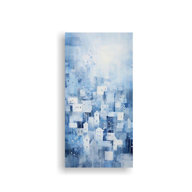 GENERICO - Pintura Abstracta En Azules Y Plateados Para 40x80 Cm