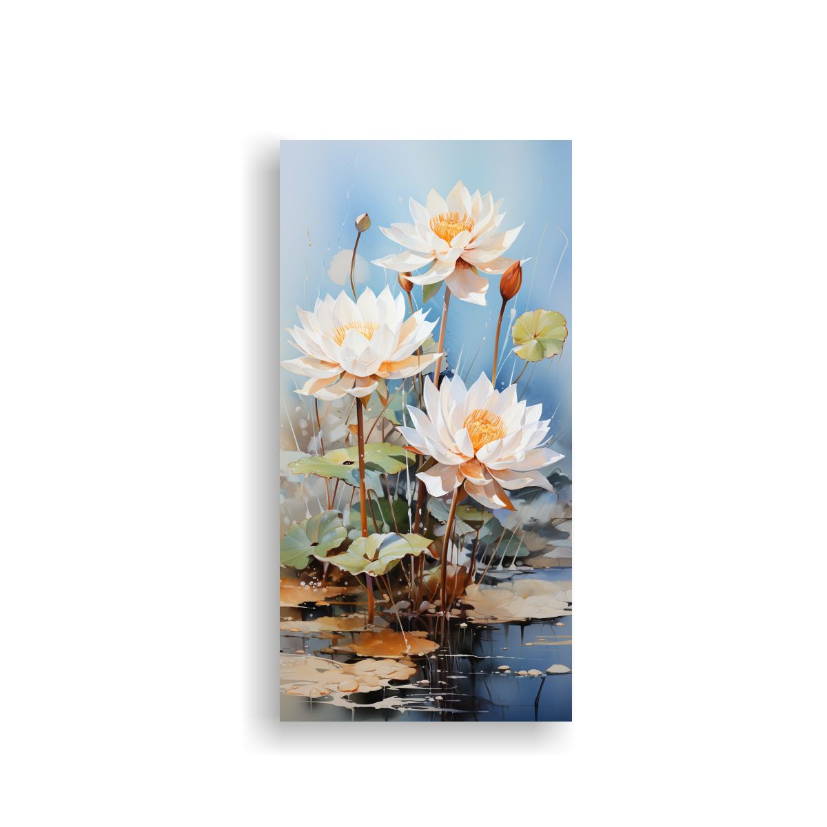 GENERICO - Pintura Acuarela Abstracta De Flores De Loto En 60x120 Cm