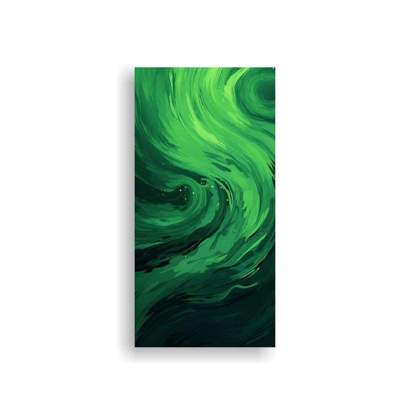 GENERICO - Pintura Abstracta Verde Unico En Lienzo De Arte 70x140 Cm