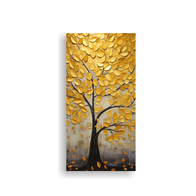 GENERICO - Pintura Decorativa De Árbol En Oro Y Amarillo 60x120 Cm