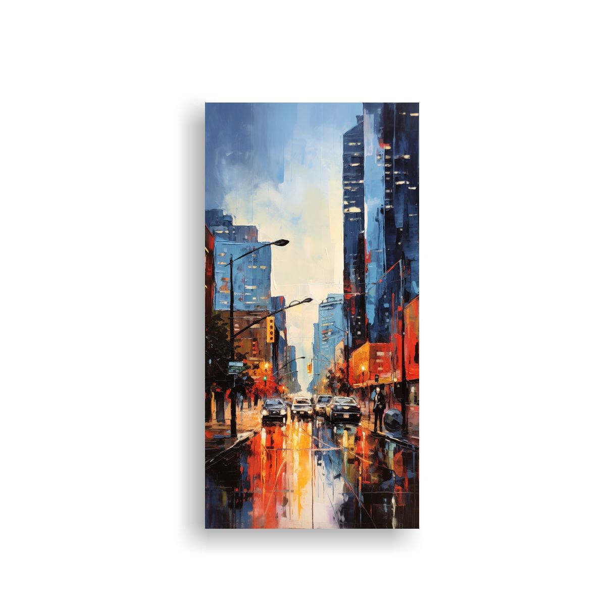 GENERICO - Pintura Neoexpresionista De Paisaje Urbano 40x80 Cm