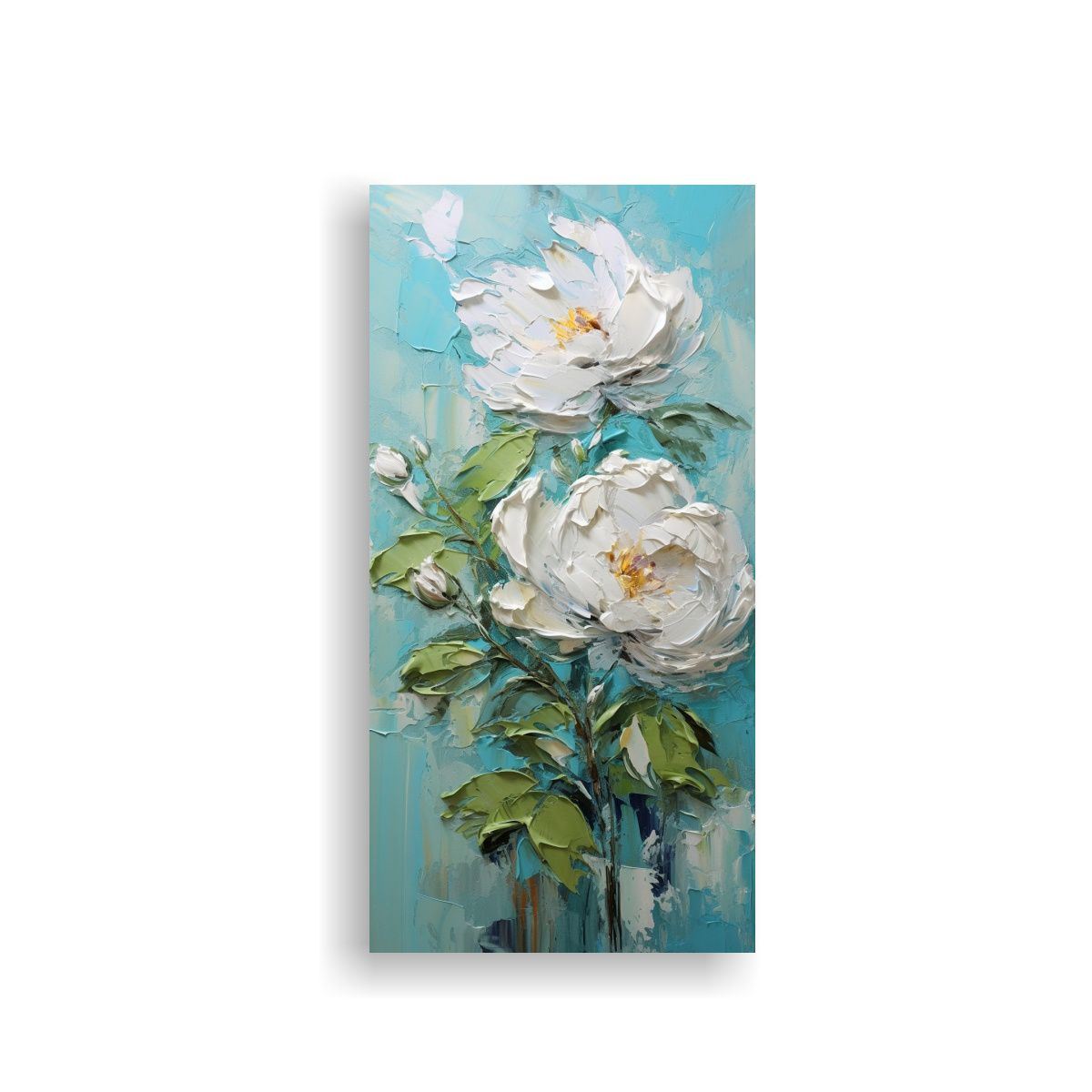 GENERICO - Cuadro Abstracto Colorido De Peonías Turquesa En 70x140 Cm