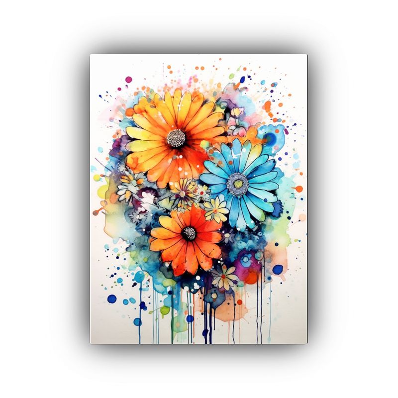 GENERICO - Pintura Cuadro Abstracción Flores Acuarela RGB 80x120 Cm