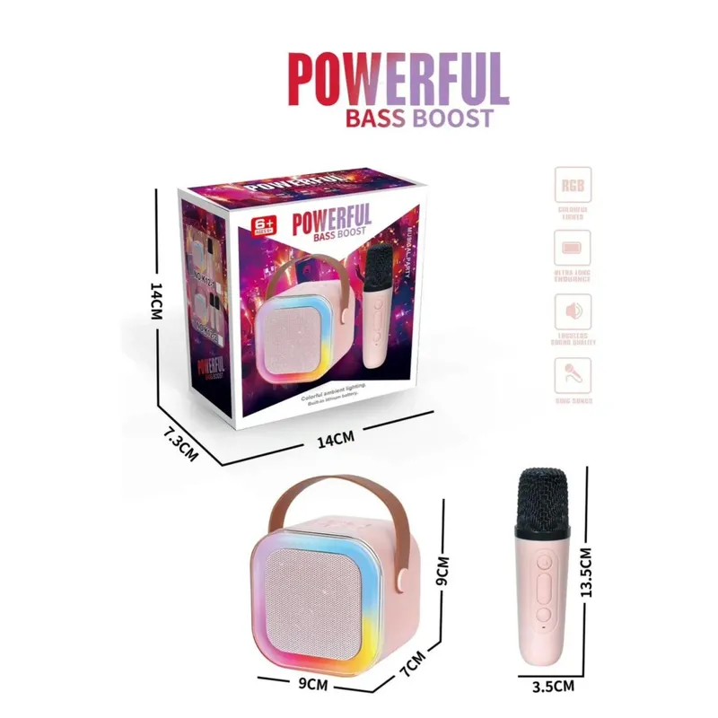 GENERICO - Juguete Parlante Karaoke Bluetooth Interactivo Rosa Infantil
