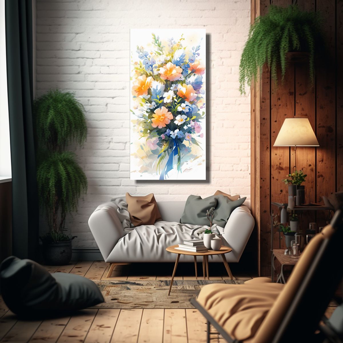 GENERICO - Cuadro Floral En Tela Estilo Acuarela 70x140 Cm