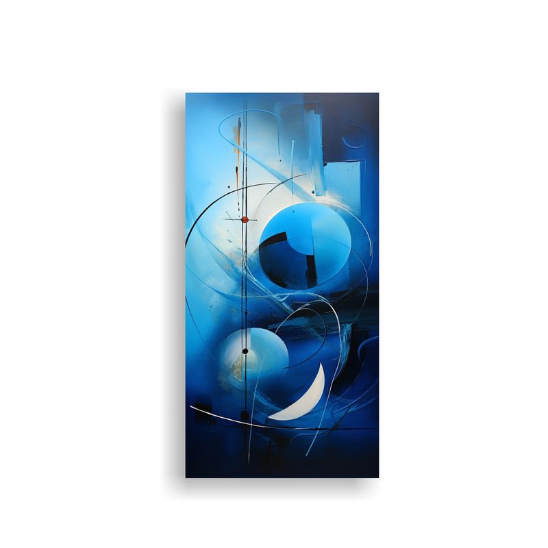 GENERICO - Pintura Abstracta Azul En Lienzo Líneas Finas 50x100 Cm