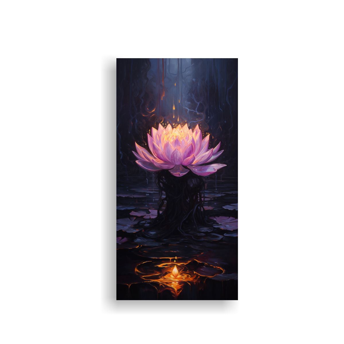 GENERICO - Pintura Lienzo Abstracción Culturar Loto Negro 40x80 Cm