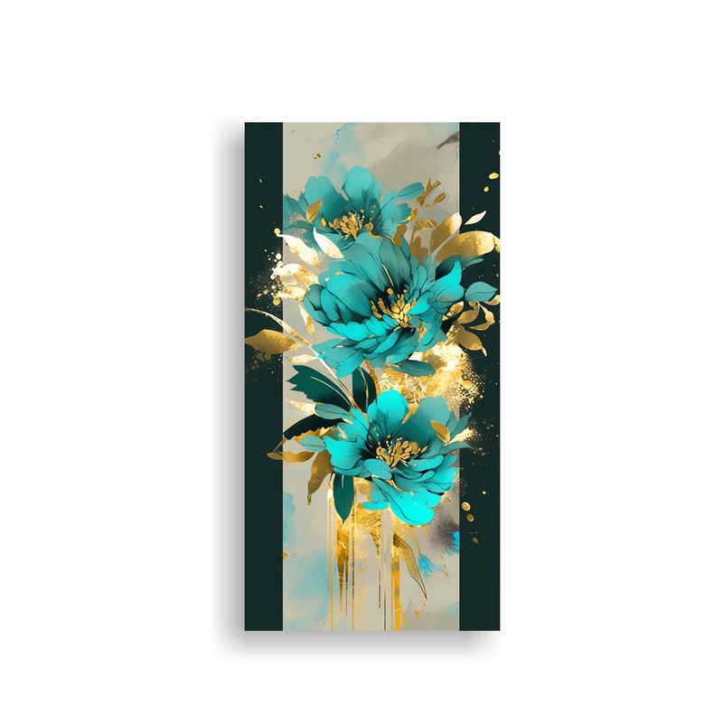 GENERICO - Arte De Pared Salón Turquesa Y Oro Ambiente 60x120 Cm