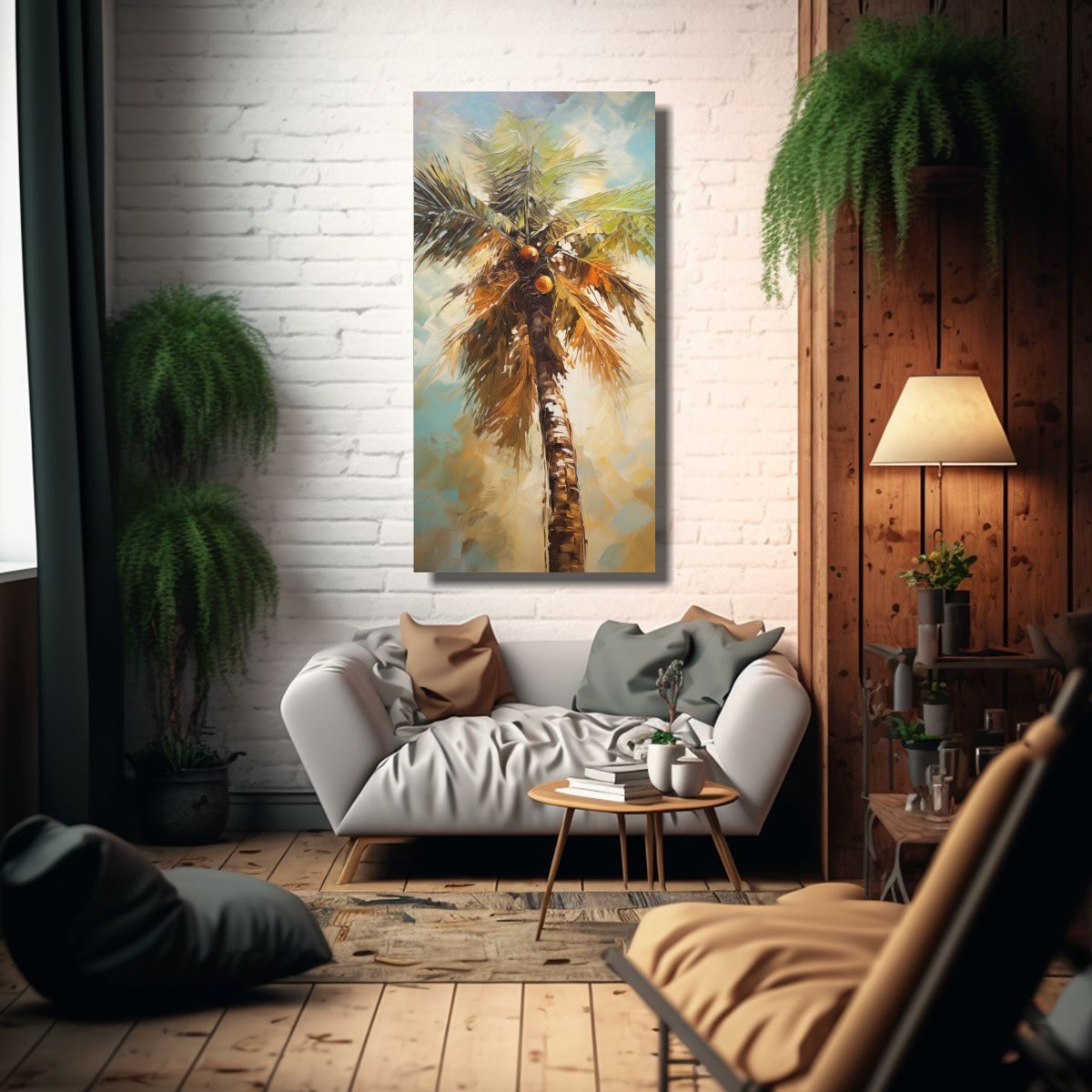 GENERICO - Pintura Abstracta De Palmera Estilo óleo De 70x140 Cm