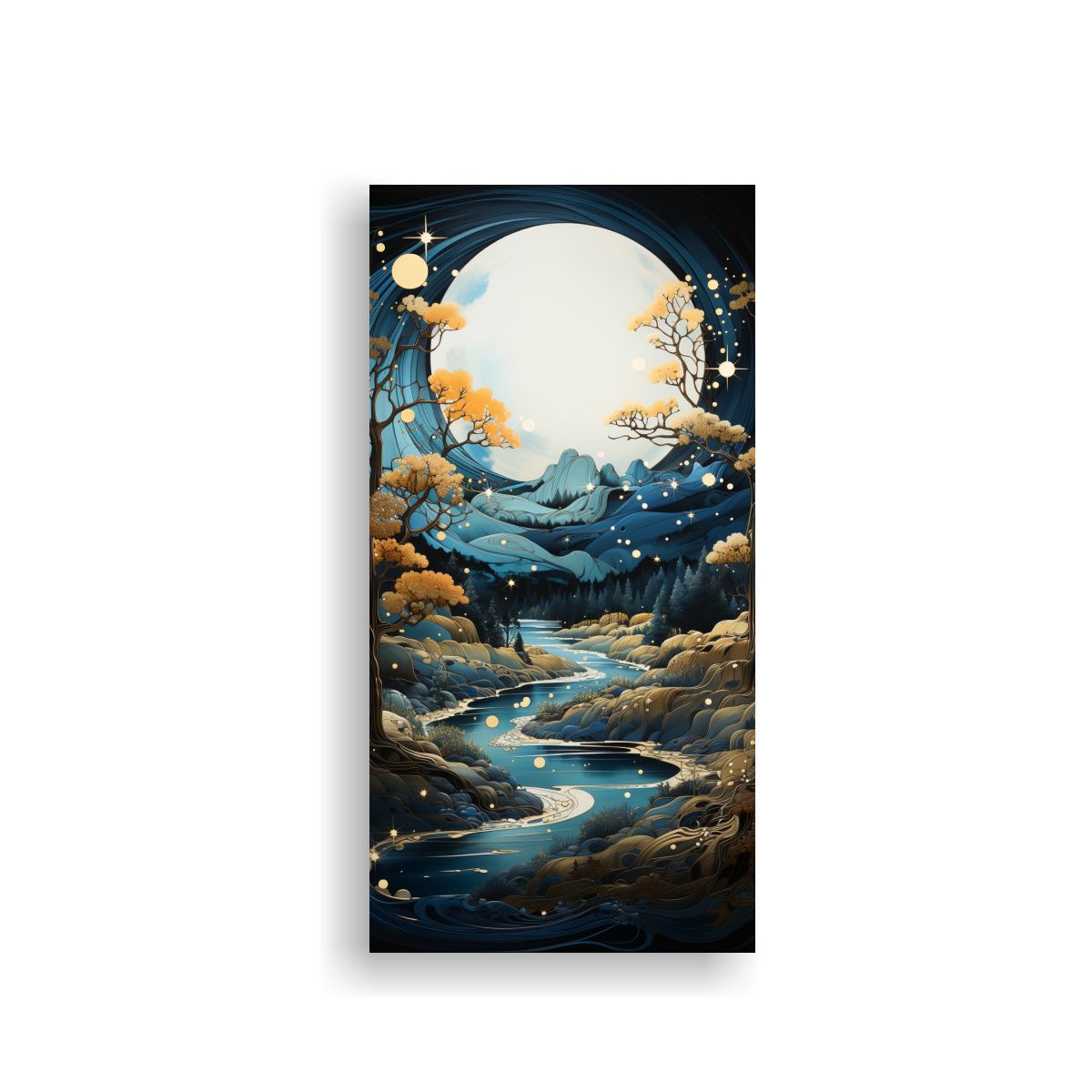 GENERICO - Pintura única Con Luna Y Montañas En 30x60 Cm