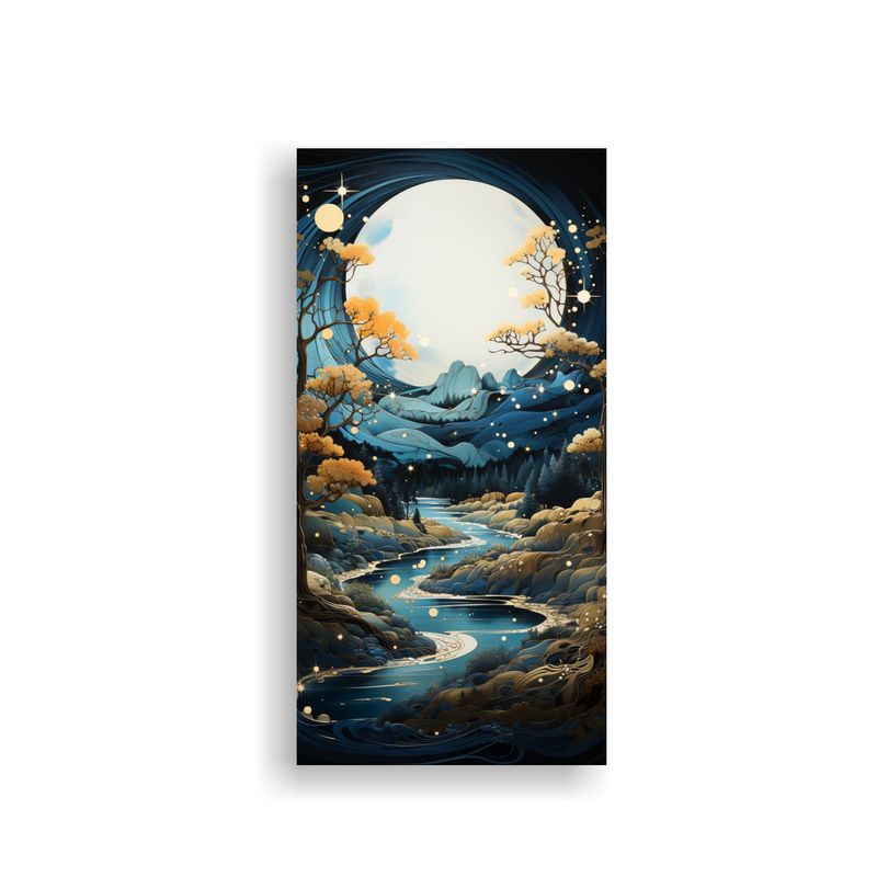 GENERICO - Pintura única Con Luna Y Montañas En 30x60 Cm
