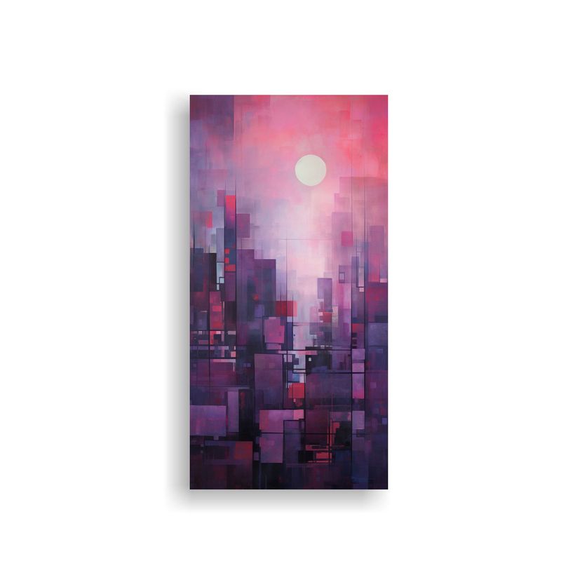 GENERICO - Paisaje Urbano Abstracto Al Atardecer En Pinturas 40x80 Cm