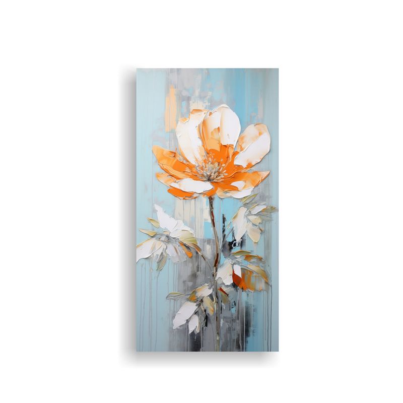 GENERICO - Cuadro Abstracto De Flores En Tonos Naranjas Y 70x140 Cm