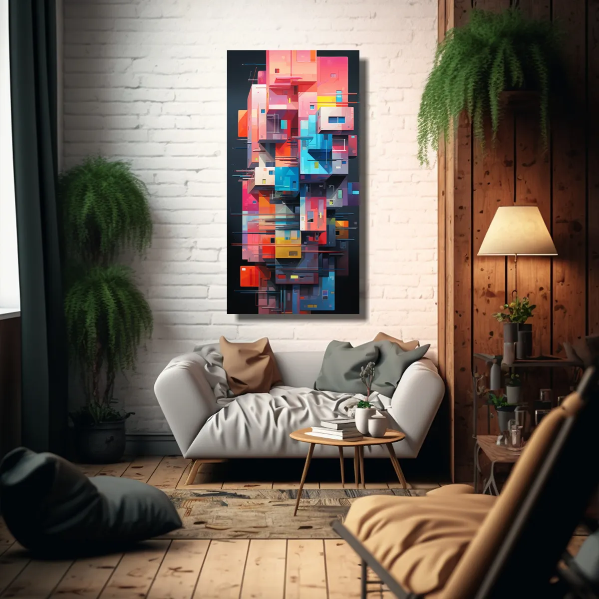 GENERICO - Cuadros Abstractos De Edificios En Lienzo 50x100 Cm