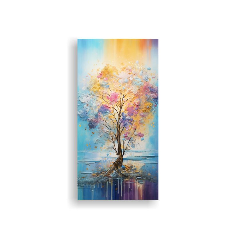 GENERICO - Pintura Arco Iris Y Dorada En Estilo Patron 30x60 Cm