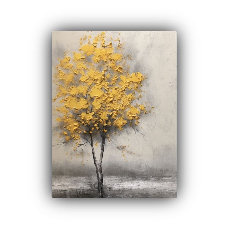 GENERICO - Cuadro Hermoso Árbol Amarillo En Fondo Blanco 80x120 Cm