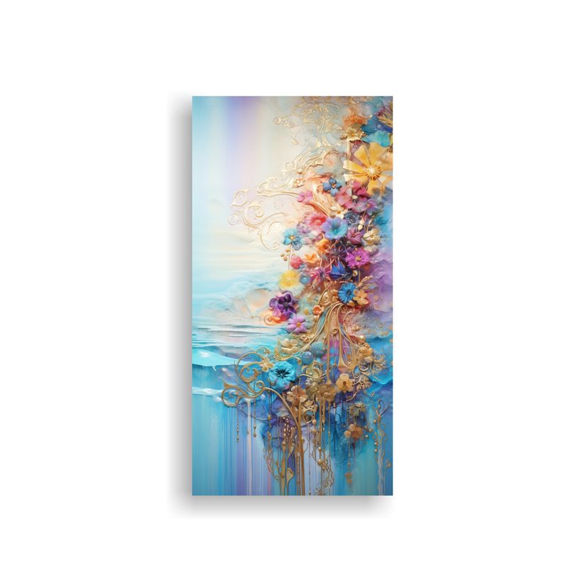 GENERICO - Cuadro Arcoíris Y Dorado En Estilo Temático 50x100 Cm
