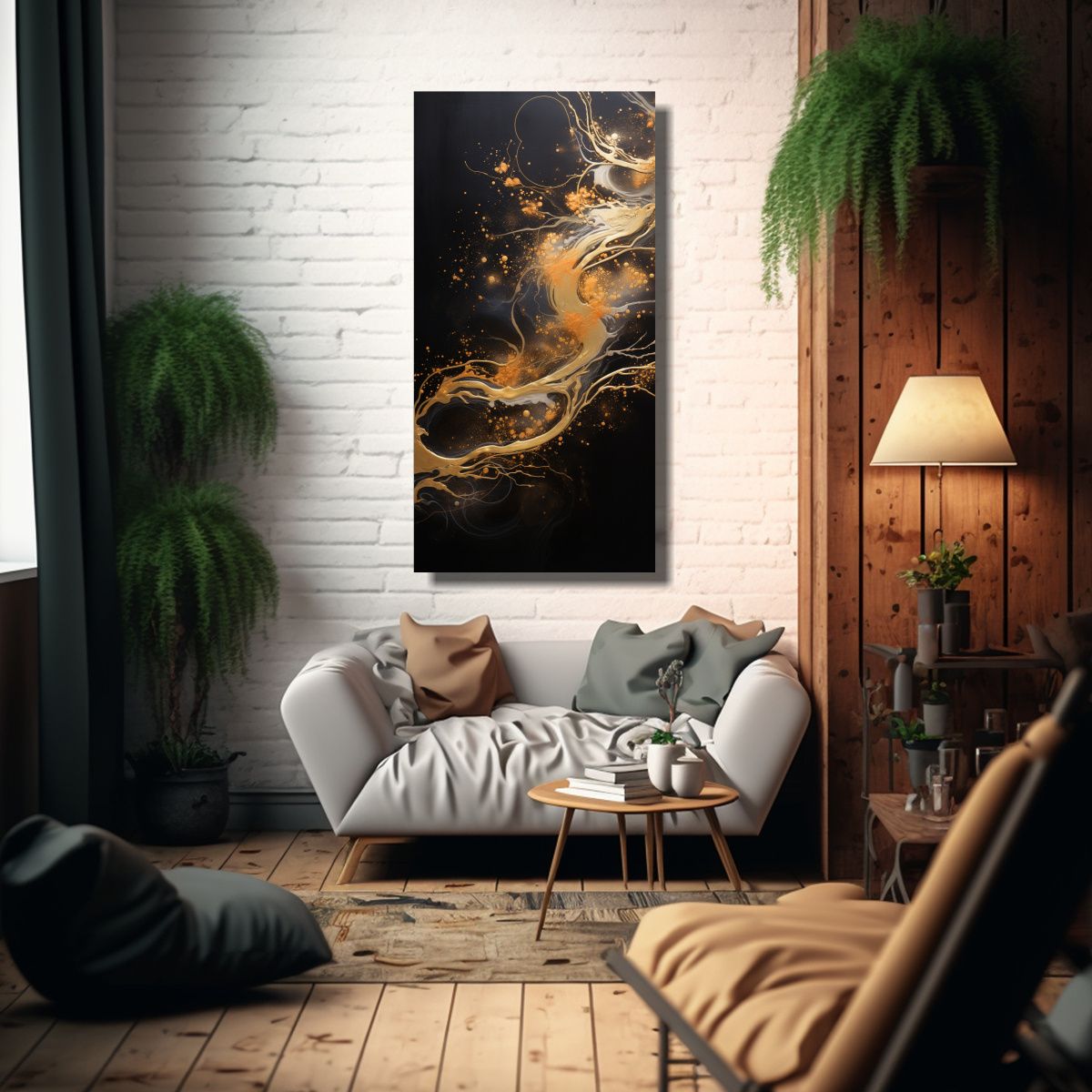 GENERICO - Lienzo De Tela Impreso Surrealista En Negro 80x160 Cm