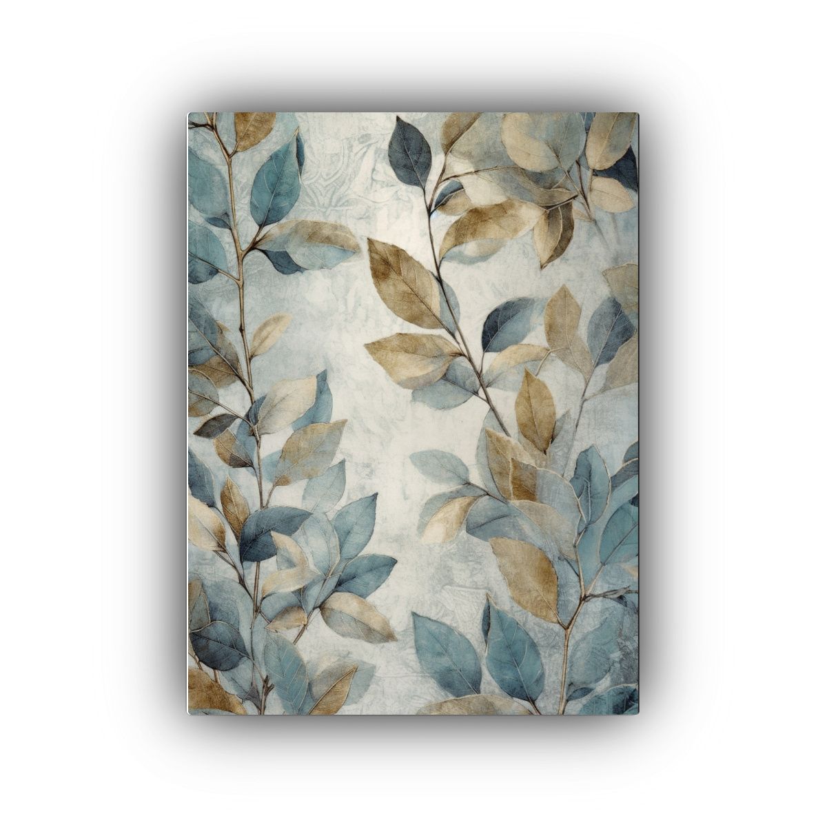 GENERICO - Cuadro Moderno De Hojas Rústicas En Tonos Gris 80x120 Cm.