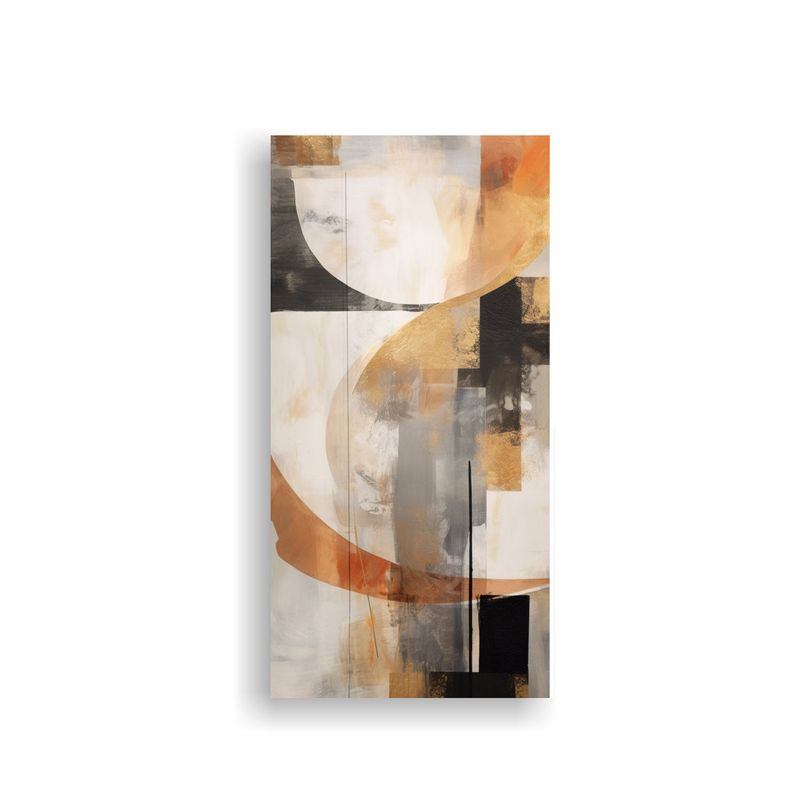 GENERICO - Pintura Abstracta Vibrante Oro Rosa Gris Ámbar 20x40 Cm