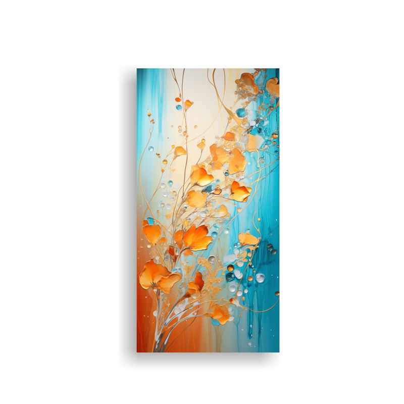 GENERICO - Pintura Abstracta En Tonos Naranja Y Dorado 70x140 Cm