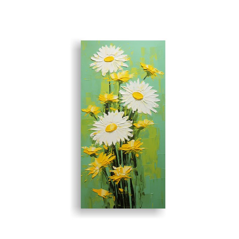 GENERICO - Pintura En Lienzo De Flores Amarillas Y Verdes 40x80 Cm