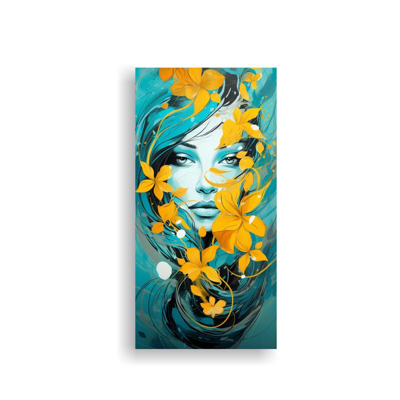 GENERICO - Cuadro Lienzo Diseño Sala Colores Amarillo Y 80x160 Cm