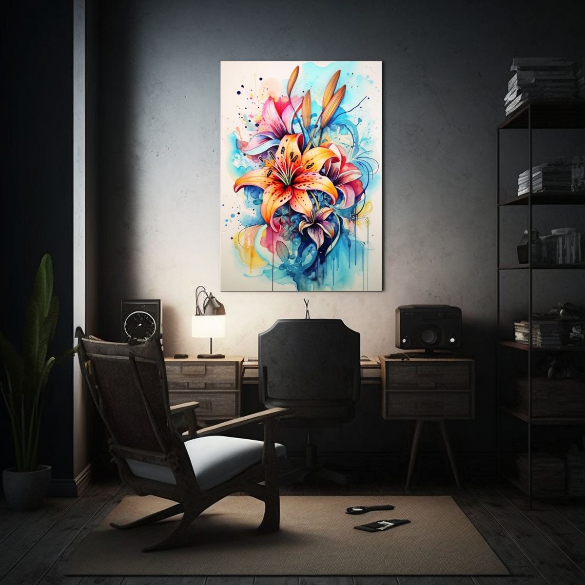 GENERICO - Cuadro Floral Inspirador En Estilo Acuarela Y 80x120 Cm