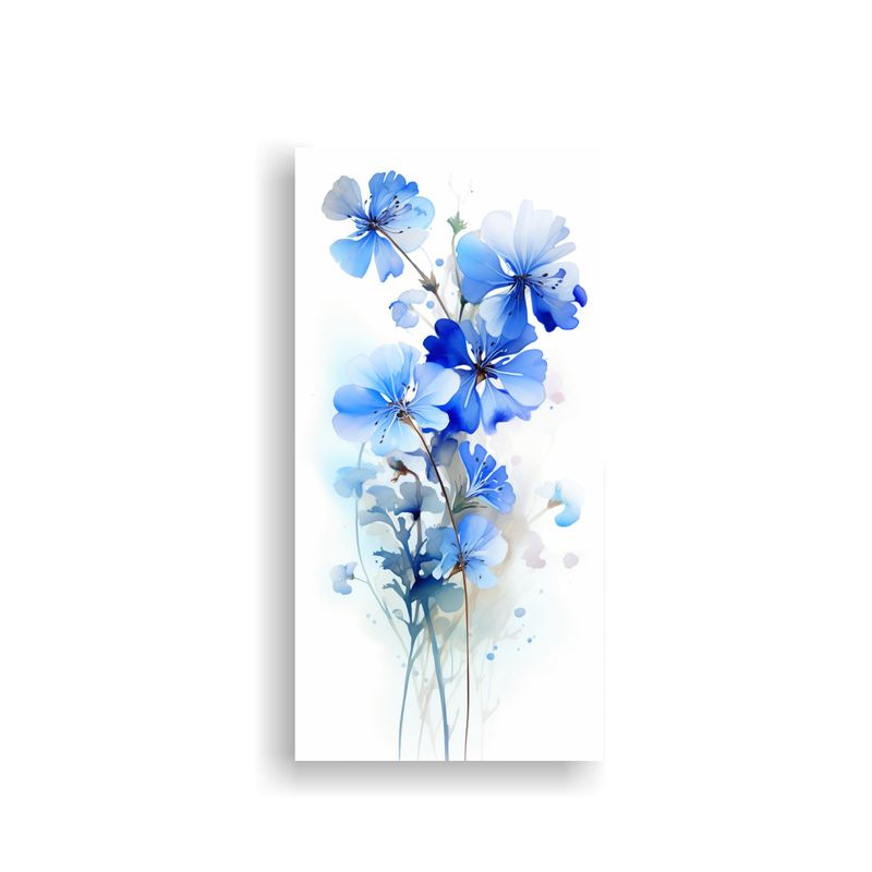 GENERICO - Pintura Abstracta De Flores Geranio Blanco Y Azul 40x80 Cm