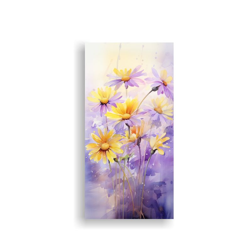 GENERICO - Pintura Abstracta De Flores Amarillo Y Púrpura 50x100 Cm