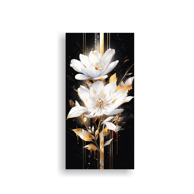 GENERICO - Pintura De Líneas Clásicas En Blanco Y Oro Con 50x100 Cm