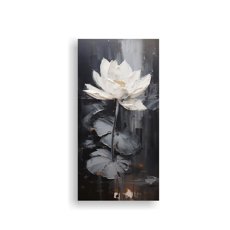 GENERICO - Pintura De Loto Negro En Lienzo Inspirador 80x160 Cm