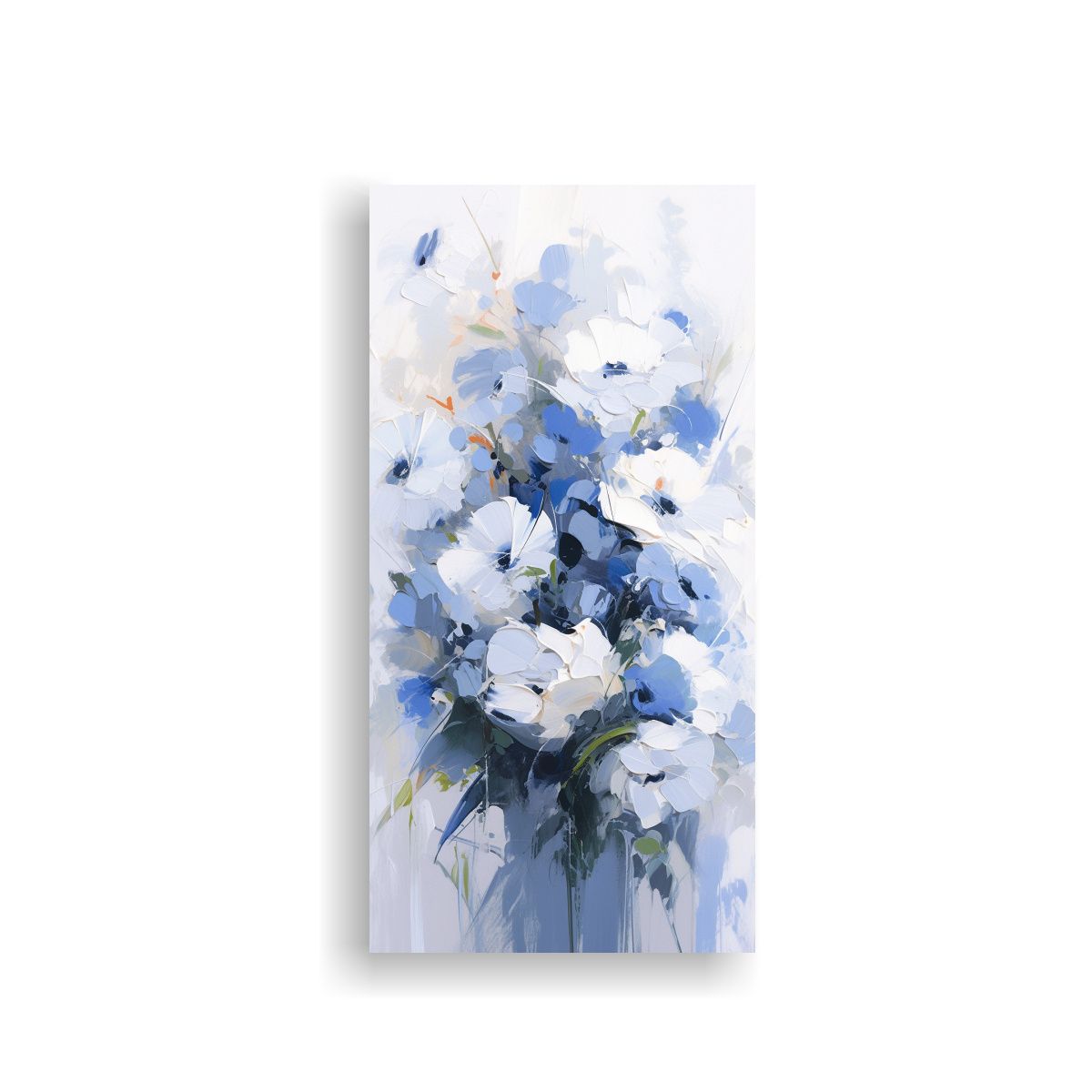 GENERICO - Pintura En Lienzo De Flores Blancas Y Azules En 20x40 Cm