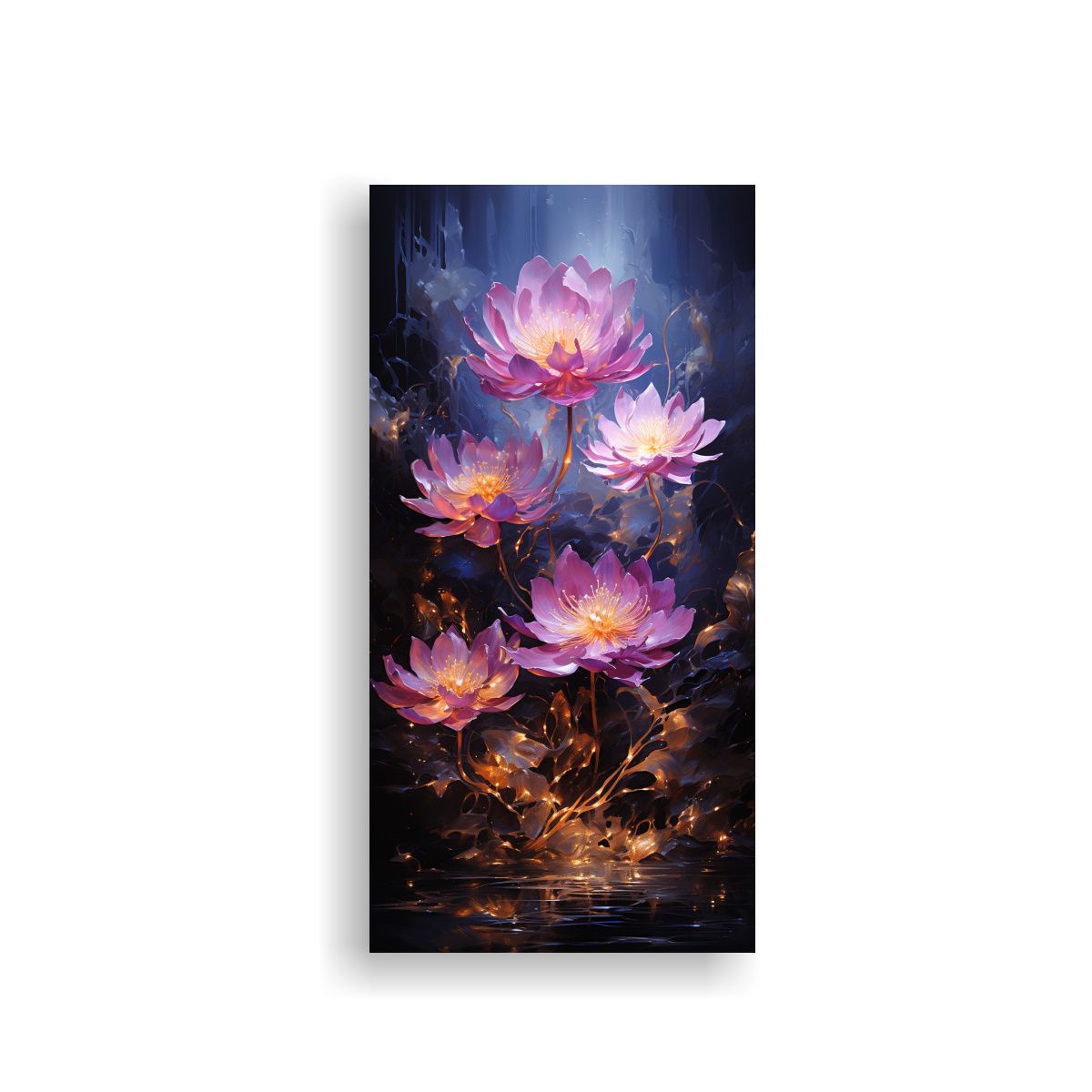 GENERICO - Pintura Vanguardia Clásica Loto Negro Iluminado 60x120 Cm