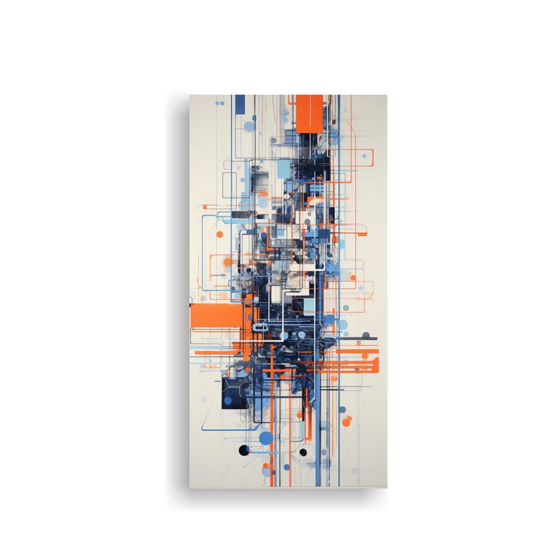 GENERICO - Tela En Bastidor Líneas Simétricas Naranja E 80x160 Cm