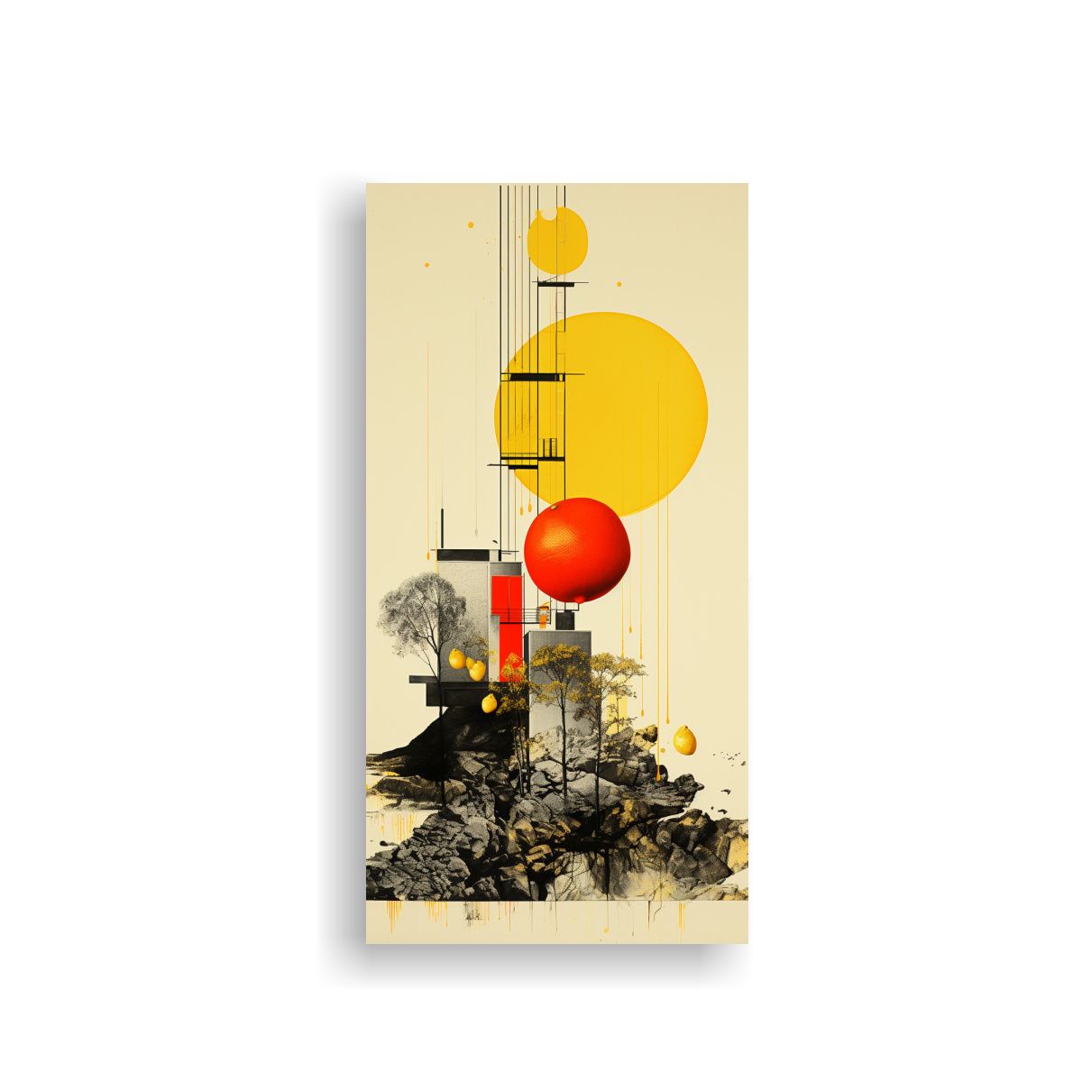 GENERICO - Cuadro De Tela Sublimada Con Collage Minimalista 70x140 Cm