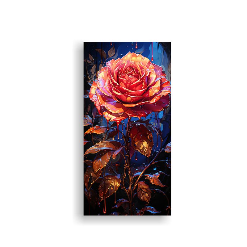 GENERICO - Cuadro Abstracto Con Goteo De Rosa En Escenario 60x120 Cm