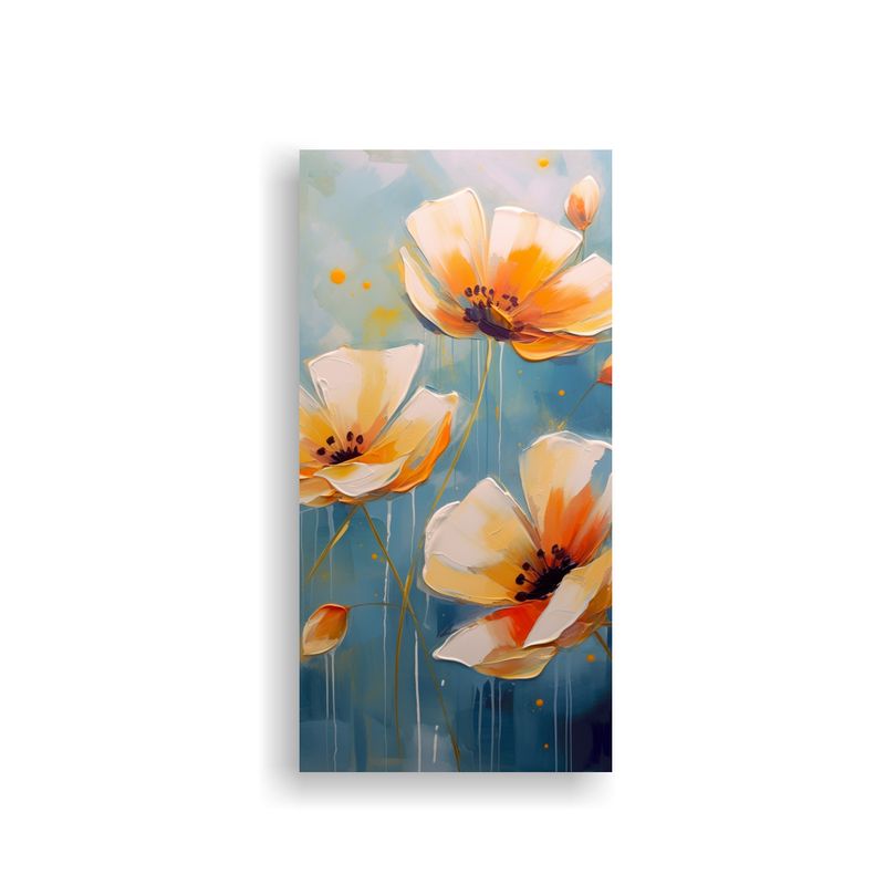 GENERICO - Pintura Al óleo Clásica De Flores En Fondo 30x60 Cm